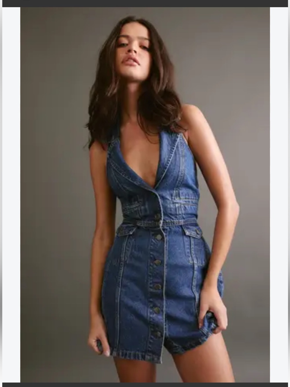 Nasty Gal The Denim Halterneck Waistcoat Denim Minidresses Size 2. Very small.
